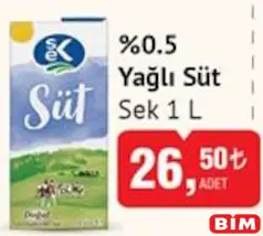 SEK %0.5 YAĞLI SÜT 1 L indirimli fiyat SEK %0.5 YAĞLI SÜT 1 L fiyat ve kampanya bilgisi